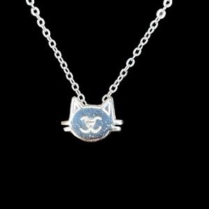 LOVE THIS LIFE Cat Charm Pendant Necklace Silver Plated 16” Length